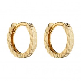 Diamond cut yellow gold hoops