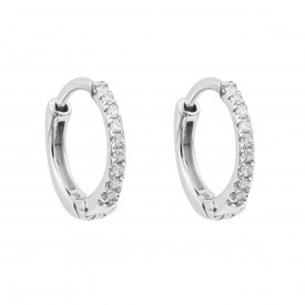 White Gold Small Diamond Huggies  10mm