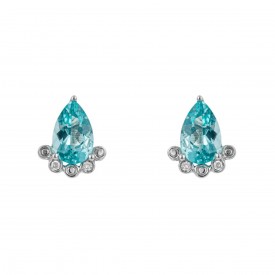 Brilliant Cut Apatite and diamond earrings