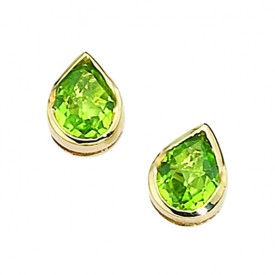 Peridot checkerboard  teardrop studs
