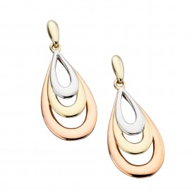 GE845 9ct YEL/WHT/ROS Teardrop EARNG