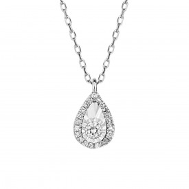 White Gold Diamond Cut Teardrop Necklace