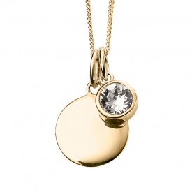 Gold Plated Crystal Birthstone Necklace (April - crystal)