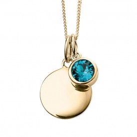 Gold Plated Crystal Birthstone Necklace (December - blue zircon)
