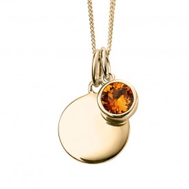 Gold Plated Crystal Birthstone Necklace (Nevmeber - topaz)