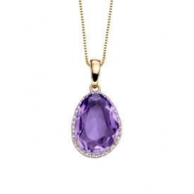 Amethyst irregular stone pendant yellow gold