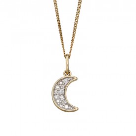 Moon diamond pendant yellow gold