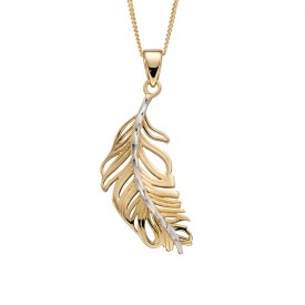 Yellow Gold Feather Pendant