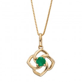 Emerald Flower Pendant Yellow Gold
