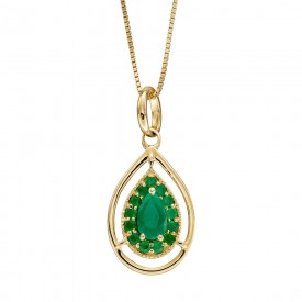 Cut out drop Pendant Emerald with Yellow  gold