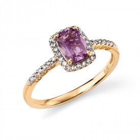 EG  YG and amethyst Cushion Ring