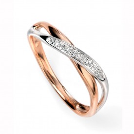 RG & WG twist ring with diamonds