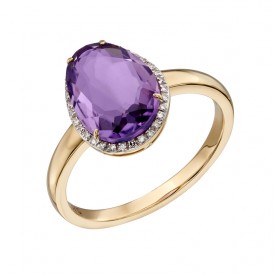 Amethyst irregular stone ring yellow gold
