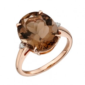 Oval Set Smokey Quartz Rose Gold Ring