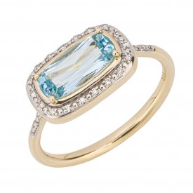 Elongated Sky blue topaz Ring