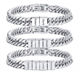 Mens Engravable ID Stainlees stell Bracelet 