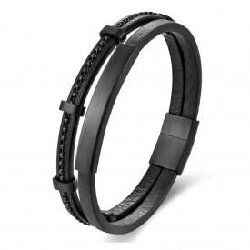 Mens ID stainless steel bracelet BLACK