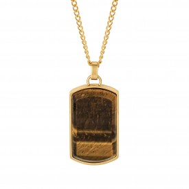 Gold Shinny Yellow Tiger Eye Dog Tag
