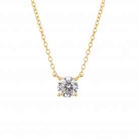 DF CZ Solitaire Gold Plated Necklace