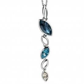 Marquise Multi Drop Pendant With 4228 Swarovski Montana, Aquamarine, Silver Shade