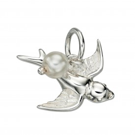 Swallow & pearl pendant