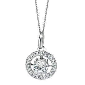 Silver round cz pendant with pave surround
