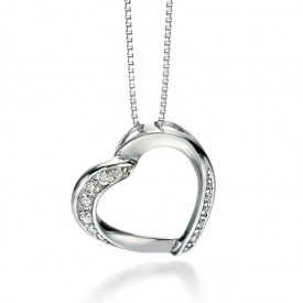 FS clear cz ribbon heart pendant
