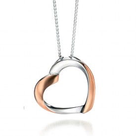 FS rose gold ribbon heart pendant