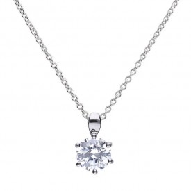 Solitaire pendant silver with white Diamonfire zirconia and prong setting