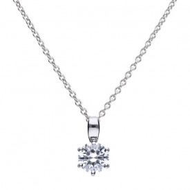 Solitaire pendant silver with white Diamonfire zirconia and prong setting