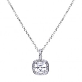 Square pendant silver with white Diamonfire zirconia and pave setting
