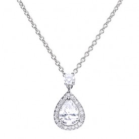 Pendant silver with white Diamonfire zirconia in teardrop shape and pave setting