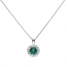 Round pendant silver with green Diamonfire zirconia and pave setting