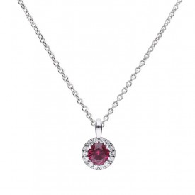 Round pendant silver with red Diamonfire zirconia and pave setting
