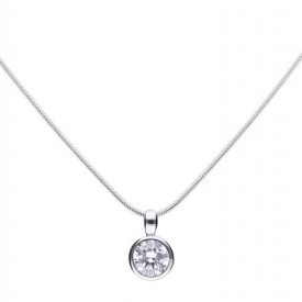 Solitaire pendant silver with white Diamonfire zirconia and bezel setting