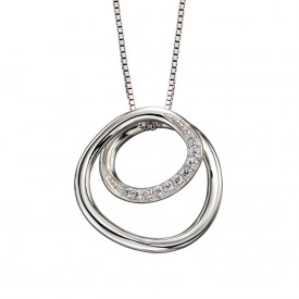 Circle/spiral design with CZ detail, plain silver pendant