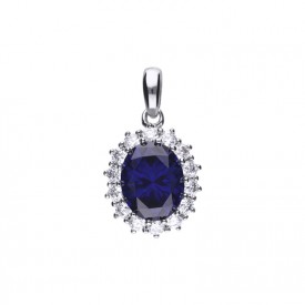 Silver pendant with synthetic diamonds