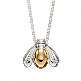 Mixed yellow plate and plain silver bug pendant