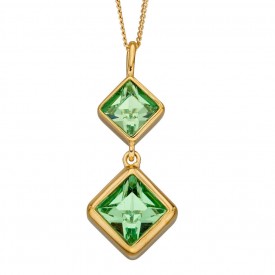 Sqaure kite Pendant w/ Peridot Preciosa Yellow gold plate