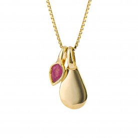 Gold plated Birthstone Pendant Pink Quartz