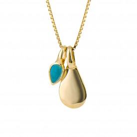 Gold plated Birthstone Pendant  December Turquioise