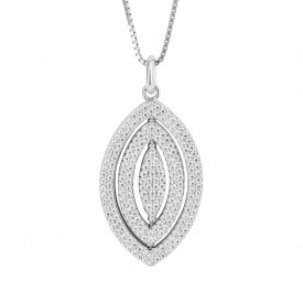 Spinning Navette in Silver and CZ Pendant