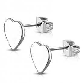Stainless Steel Engravable Love Heart Stud Earrings