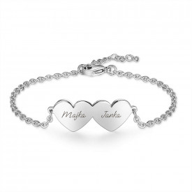 Stainless Steel Woman Engravable ID Heart Bracelet 
