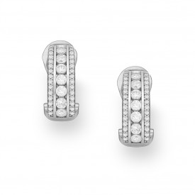 Sterling Silver Omega Lock Earrings, with CZ 