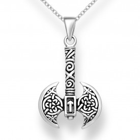 Sterling Silver Oxidized Celtic Axe Pendant