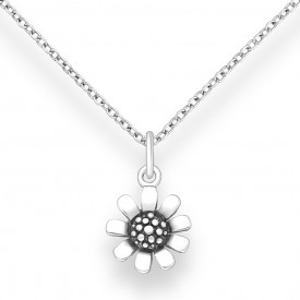 Sterling Silver Oxidized Flower Pendant