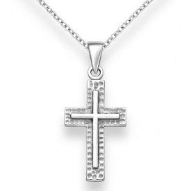 Sterling Silver Oxidized Hammered Cross Pendant