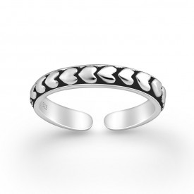Sterling Silver Oxidized Heart Toe Ring