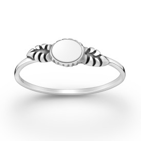Sterling Silver Oxidized Leaf Engravable Ring